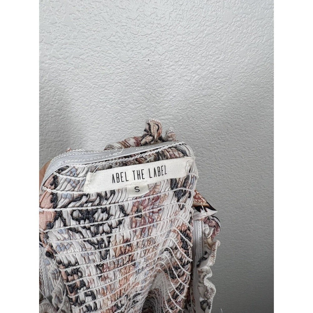 Abel The Label Maxi Dress Size Small S Smocked Tie Straps Tiered Mixed Floral - Picture 6 of 6